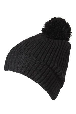 muts met pompon zwart