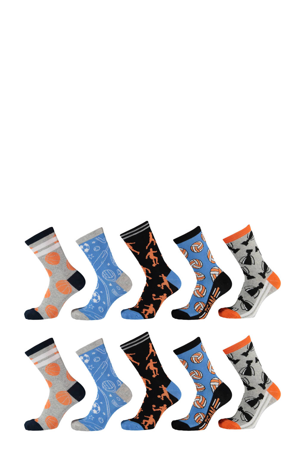 Apollo sokken met all-over-print - set van 10 oranje, oranje/grijs/zwart/lichtblauw