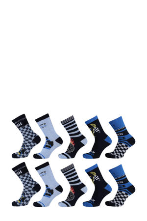 sokken met all-over-print - set van 10 blauw