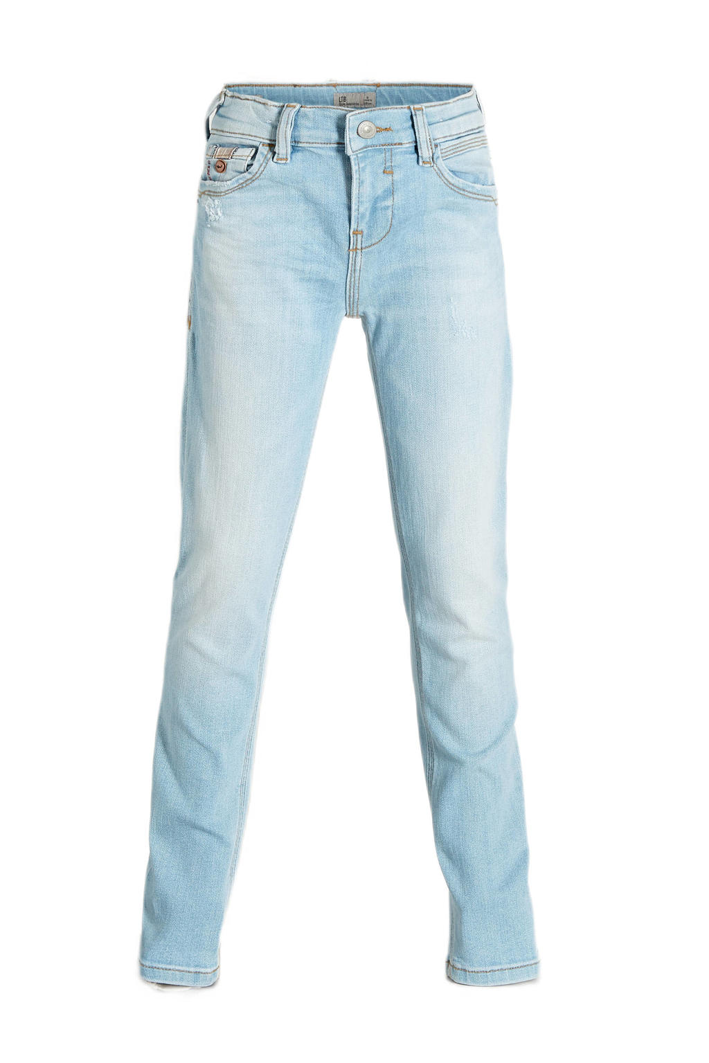 Lichtblauwe jongens LTB skinny jeans Cayle van stretchdenim met regular waist en rits- en knoopsluiting