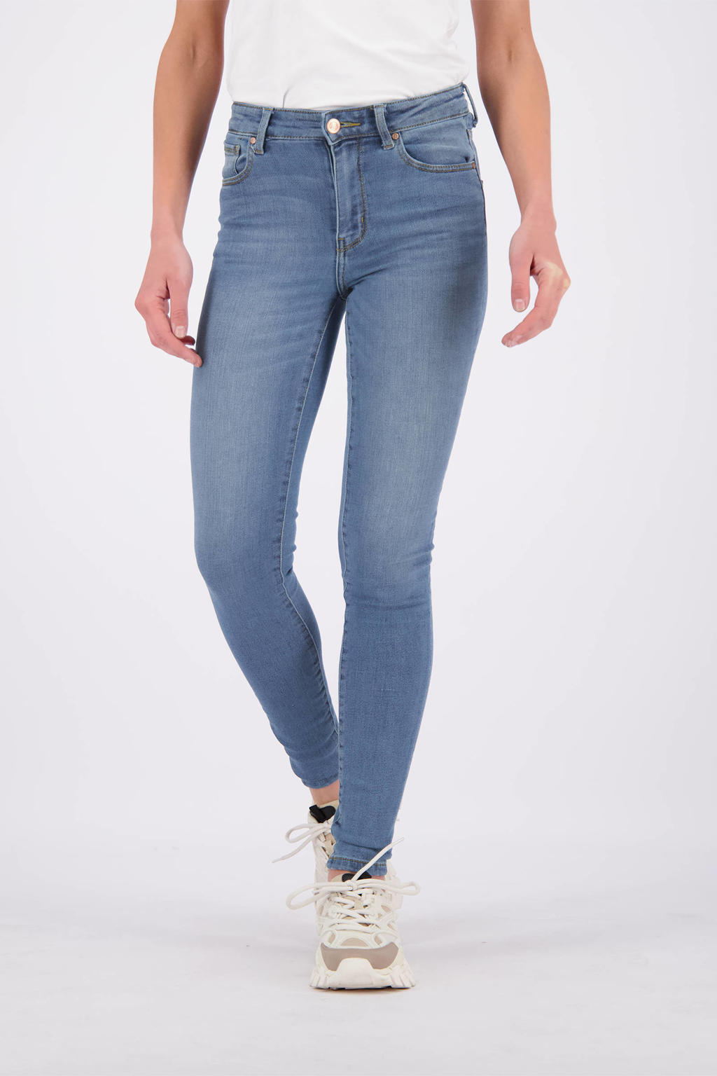 Blauwe dames Raizzed high waist super skinny jeans Blossom van stretchdenim met rits- en knoopsluiting
