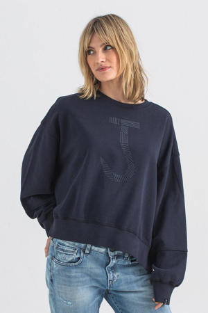 sweater met printopdruk donkerblauw