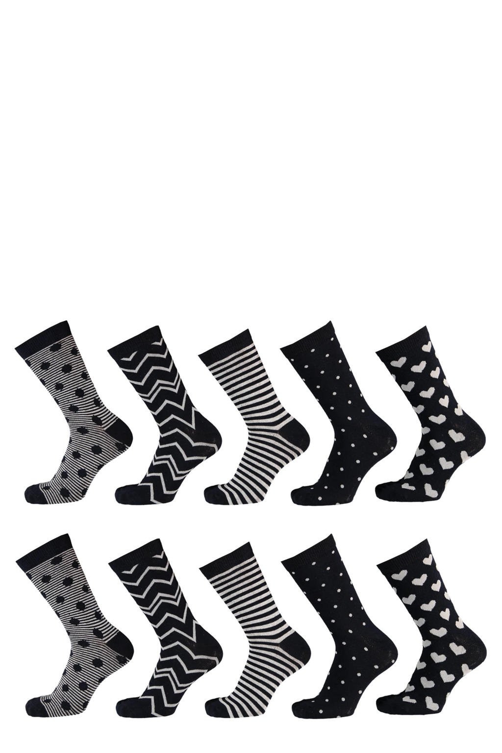 Apollo sokken met all-over print - set van 10 donkerblauw