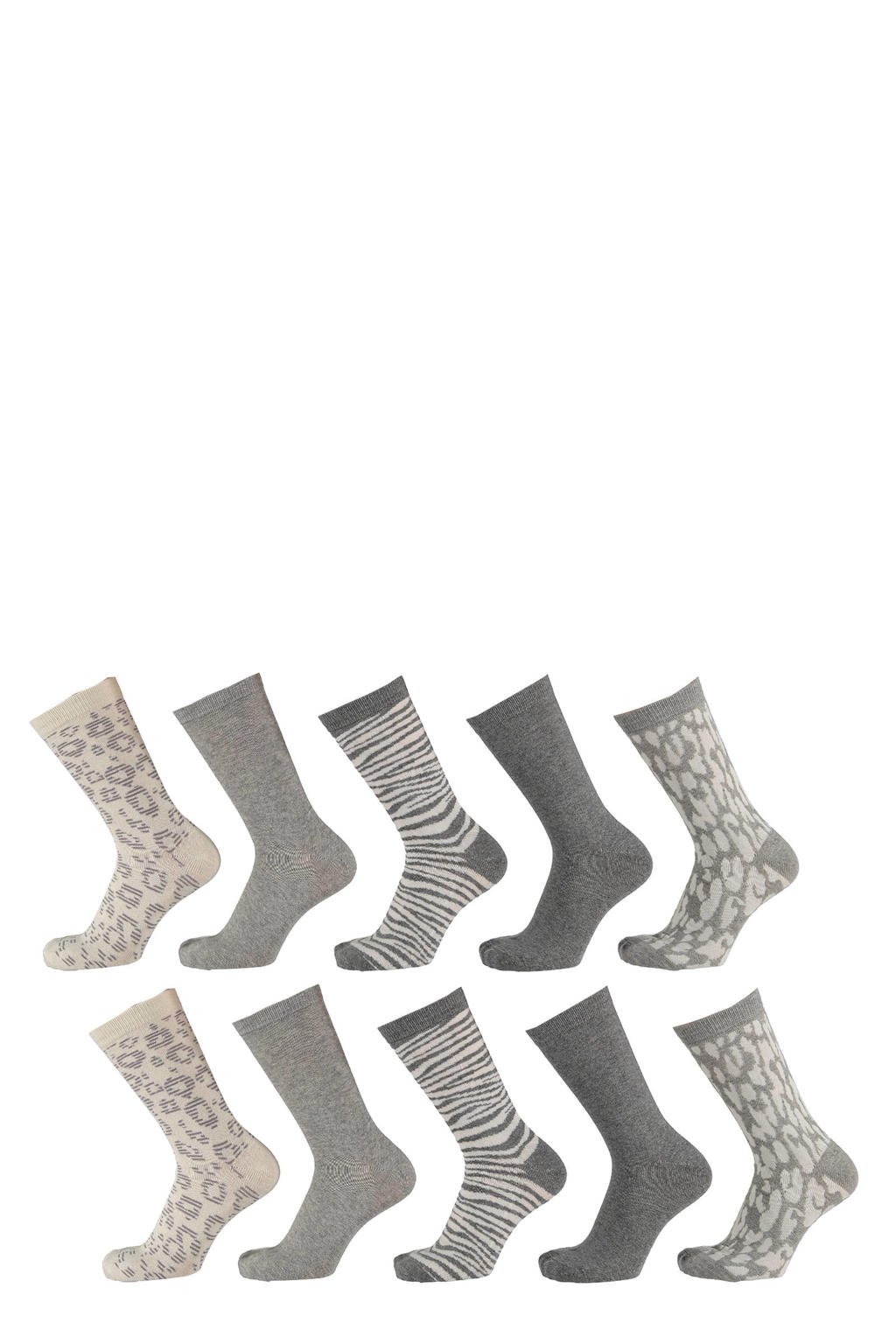 Apollo sokken met all-over print- set van 10 grijs