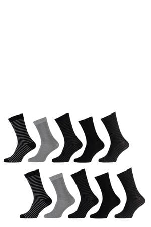 sokken met strepen - set van 10 zwart