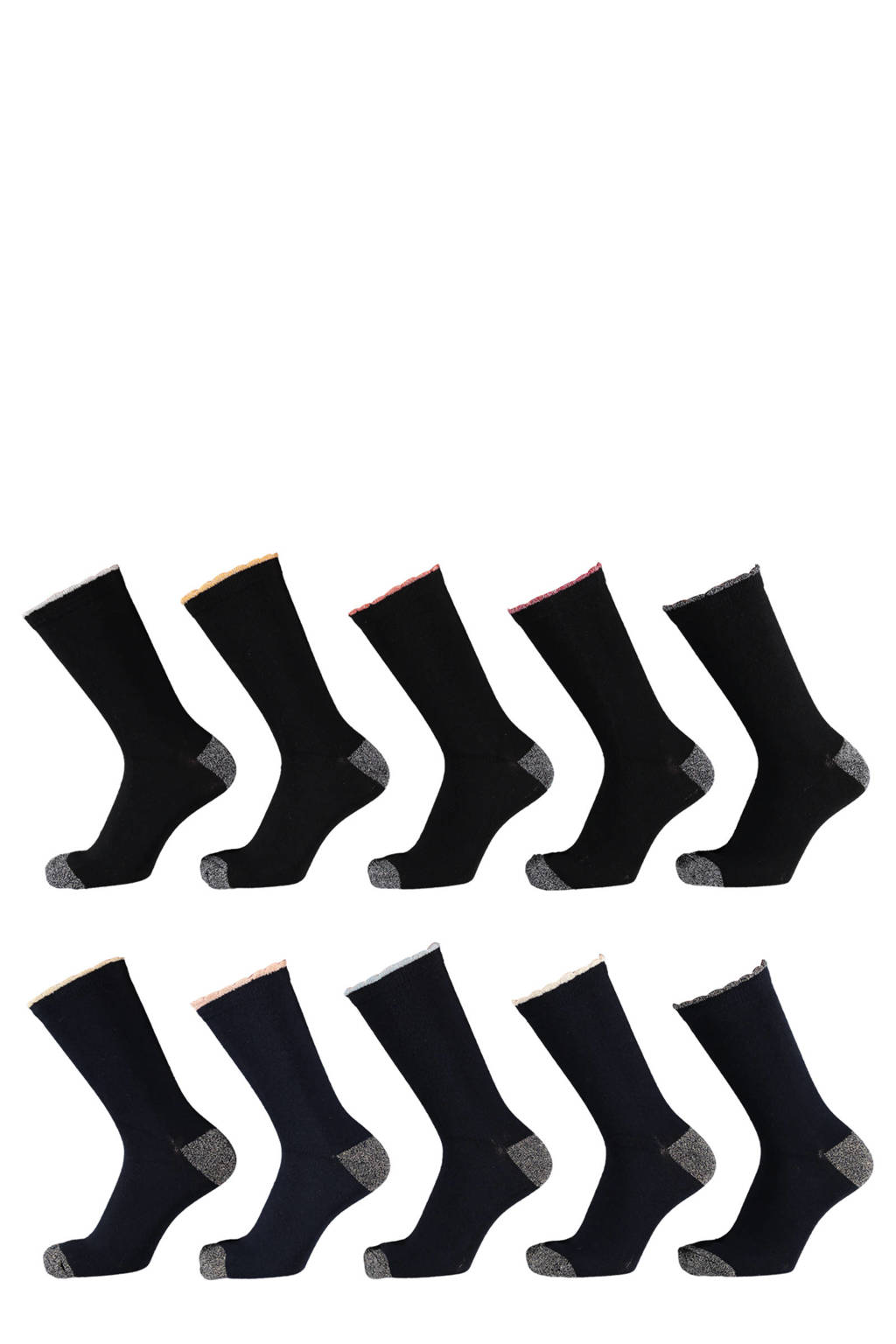 Apollo sokken - set van 10 zwart/donkerblauw, Zwart/donkerblauw
