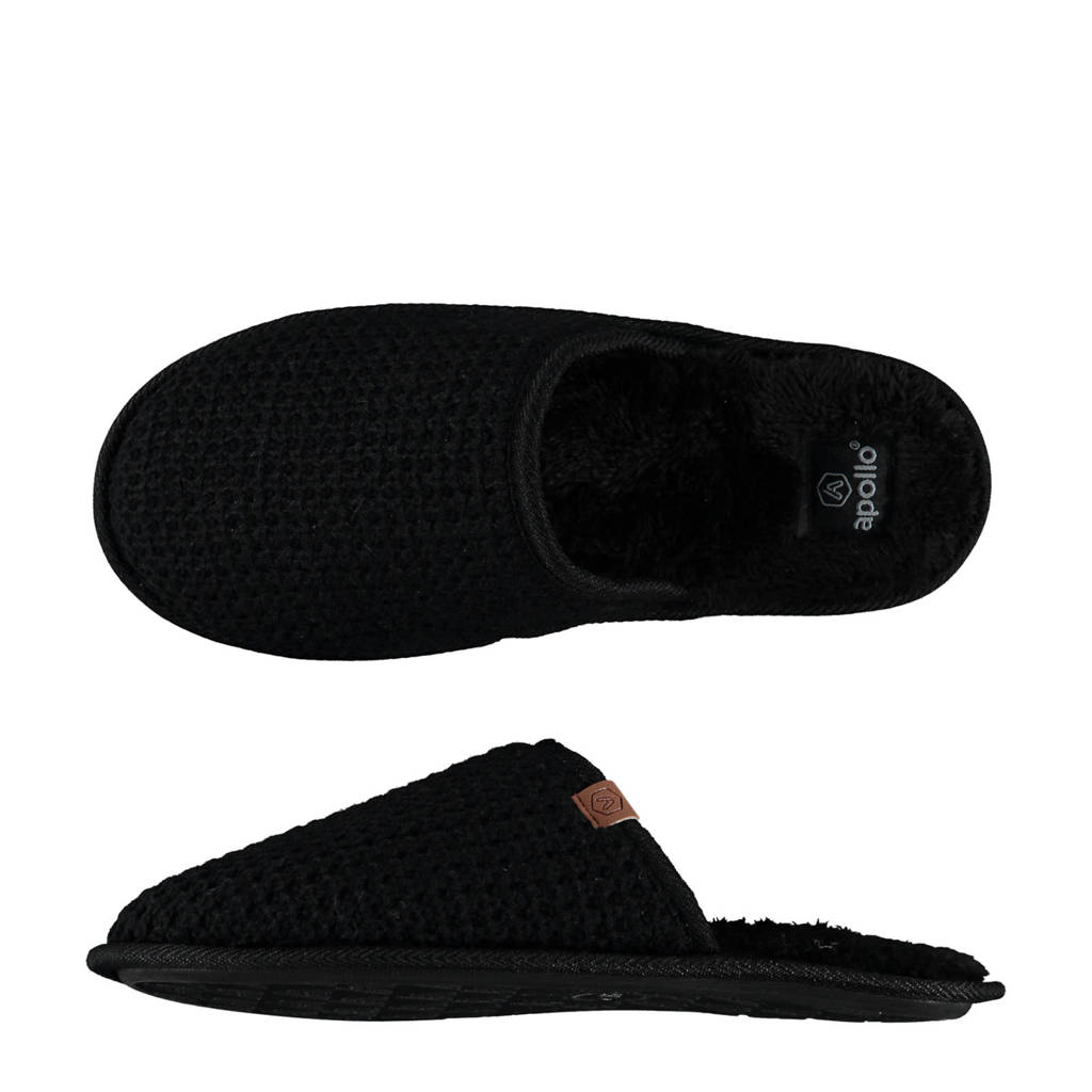 Apollo pantoffels zwart, Zwart