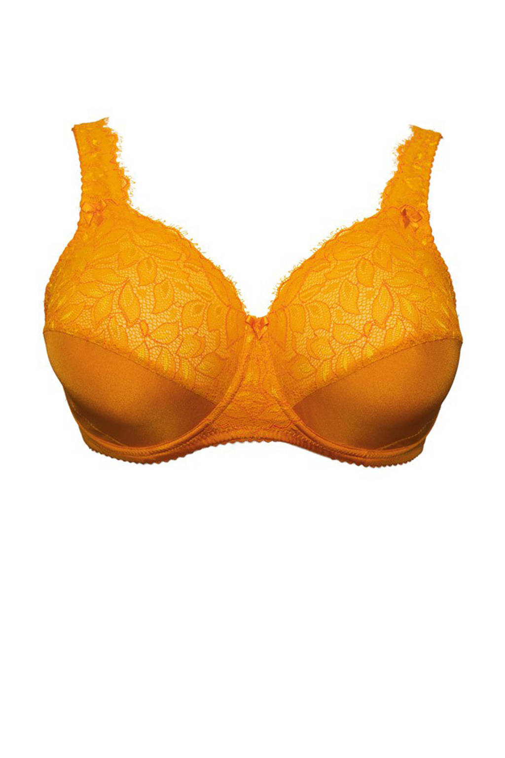 Plaisir +size niet-voorgevormde beugelbh Beate met kant oranje