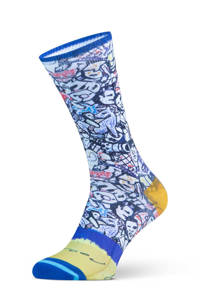 XPOOOS x A Fish Named Fred sokken met all-over print blauw, Blauw/geel/rood