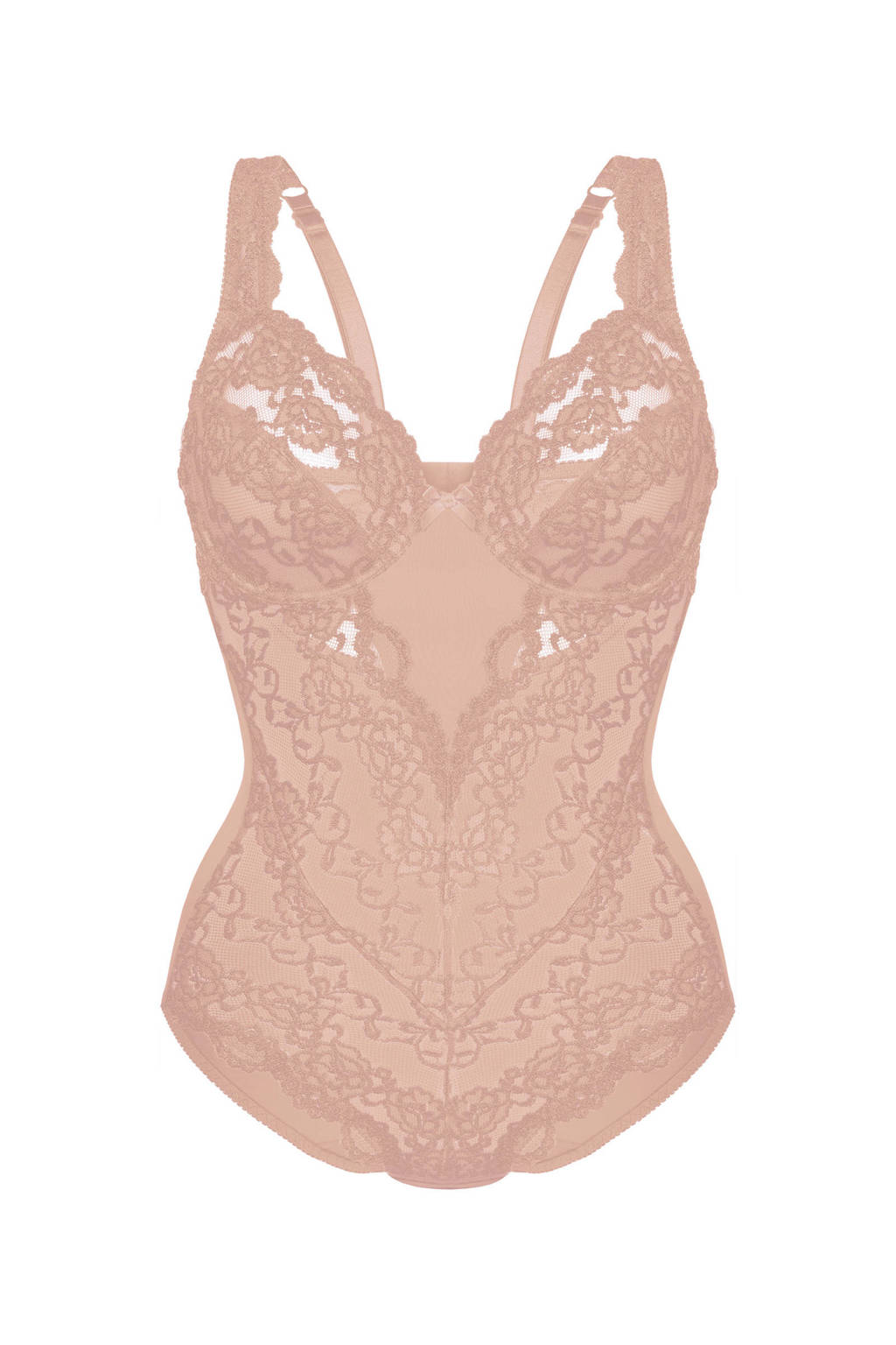 Sassa Mode corrigerende body Classic Lace met kant zalmroze, Zalmroze