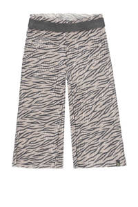 Beige en zwarte meisjes Koko Noko wide leg broek van polyester met regular waist, elastische inzet en zebraprint