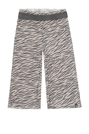 wide leg broek met zebraprint beige/zwart