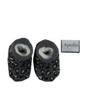 thumbnail: Apollo gebreide slofjes panterprint antraciet/zwart/beige