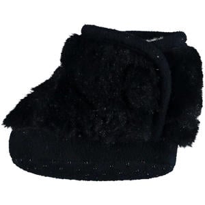slofjes met imitatiebont donkerblauw