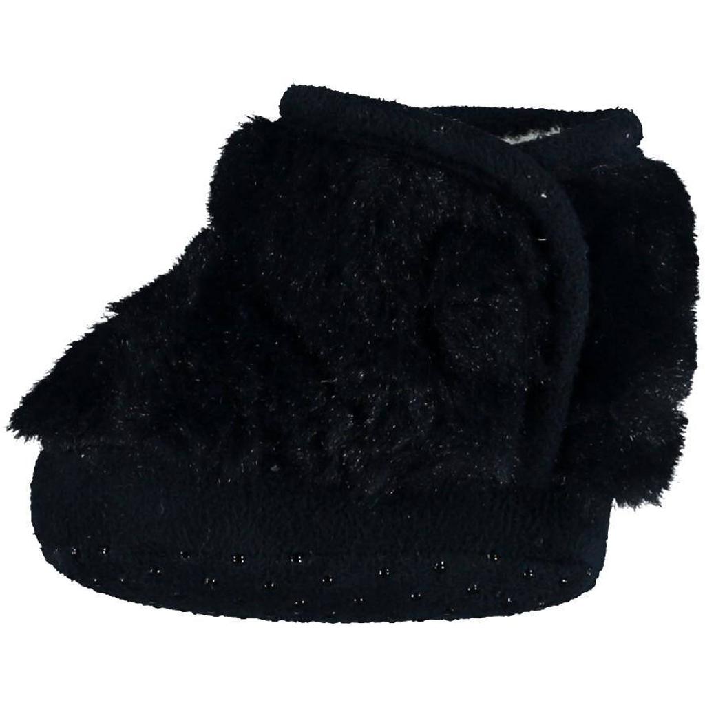 Apollo slofjes met imitatiebont donkerblauw