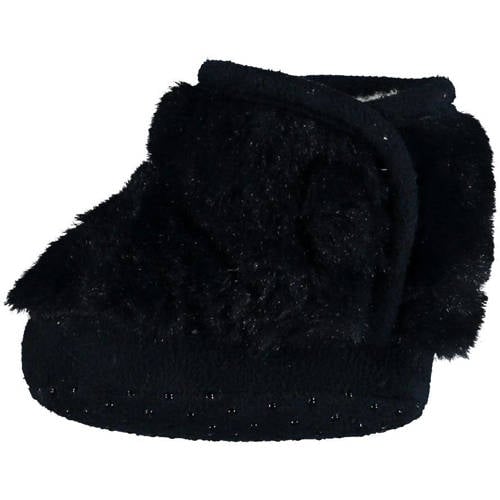 Apollo slofjes met imitatiebont donkerblauw afbeelding
