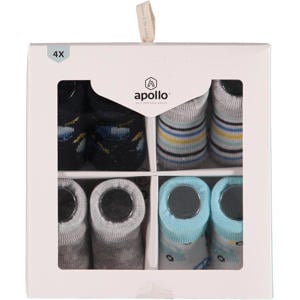 new born sokken - set van 4 in een geschenkset multi