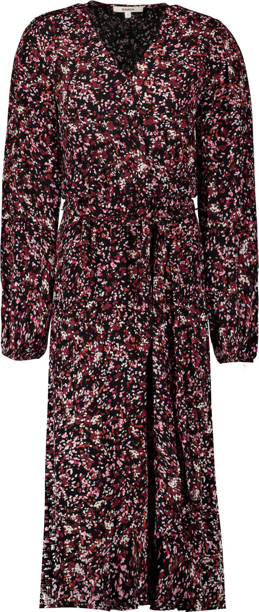 Garcia jurk met all over print en ceintuur donkerrood/roze/ecru online kopen