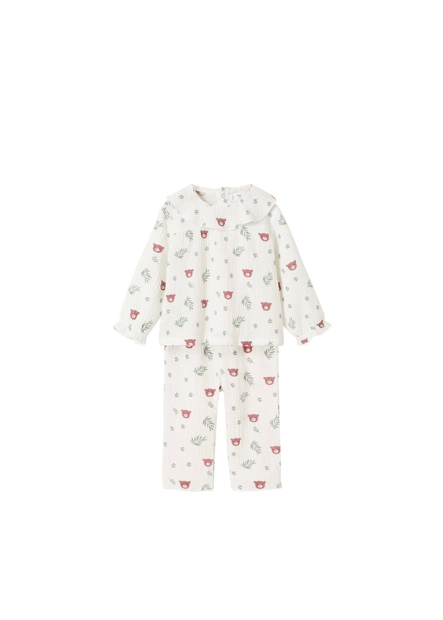 Mango Kids pyjama met all over print gebroken wit/groen/roze online kopen