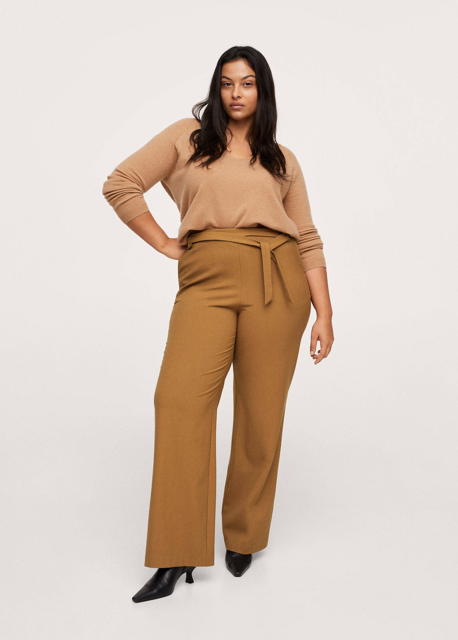 Mango Plus Size flared broek camel | wehkamp