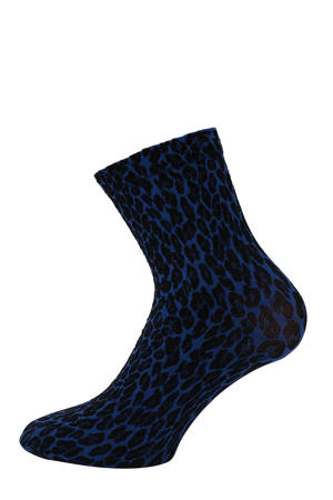 sokken met luipaardprint kobalt blauw