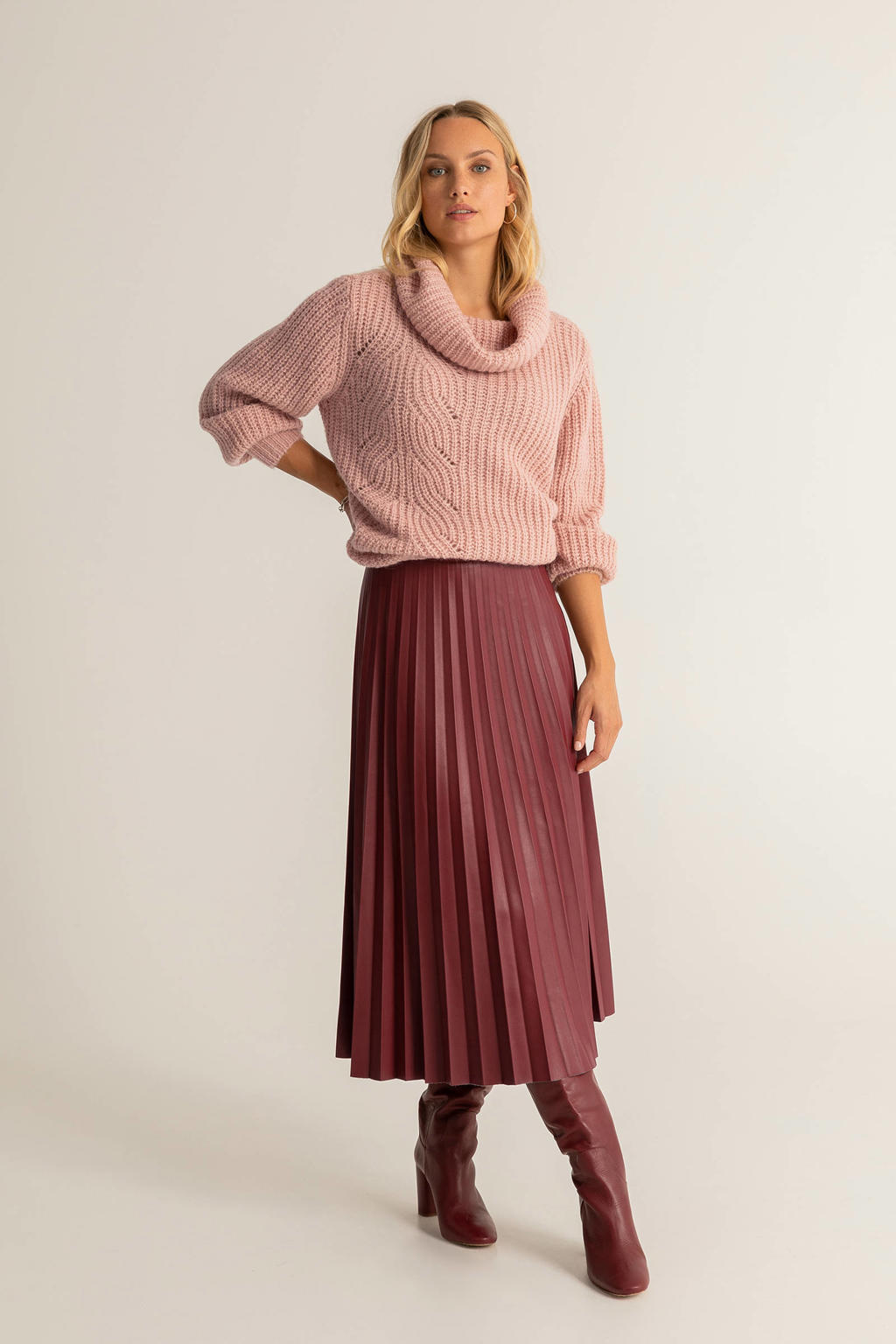 Expresso imitatieleren rok donkerrood