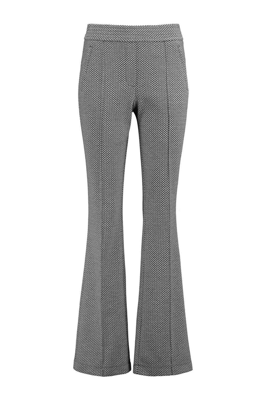 Decimale etiquette peper Expresso flared broek met visgraat grijs/zwart | wehkamp
