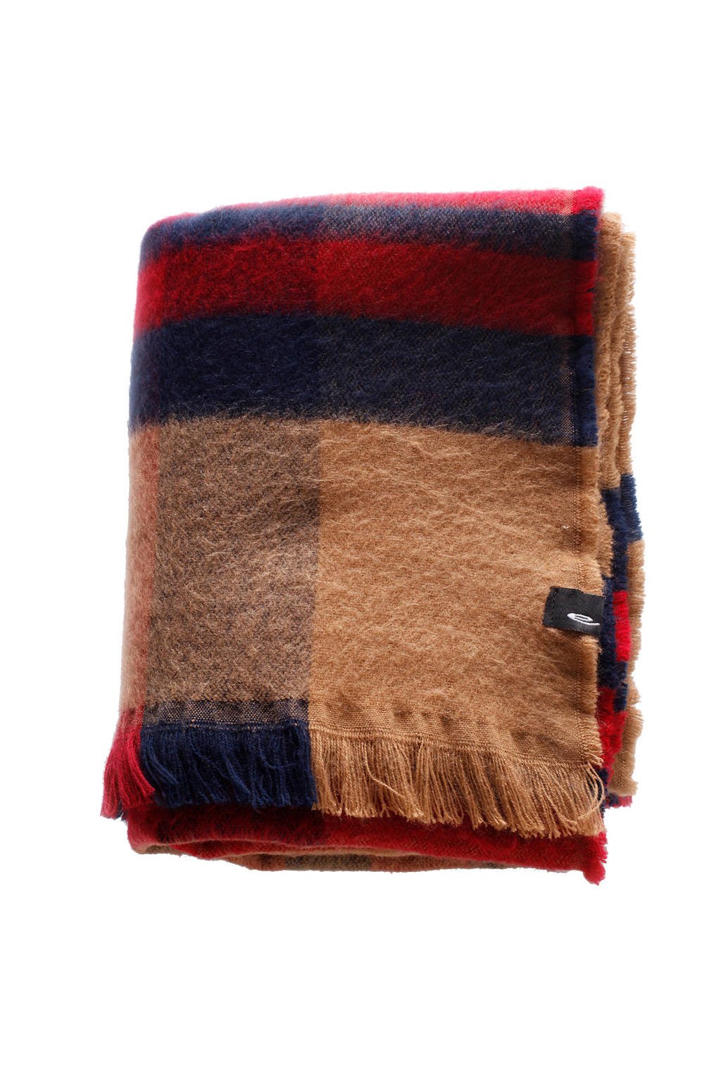 Expresso geruite sjaal camel/rood, camel/rood/donkerblauw