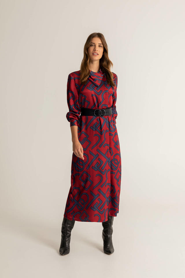Aan het liegen Afleiding Industrieel Expresso jurk met all over print en ceintuur rood/blauw | wehkamp