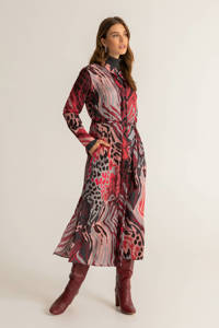 Expresso jurk met all over print donkerrood/lichtroze/grijsblauw, Donkerrood/lichtroze/grijsblauw