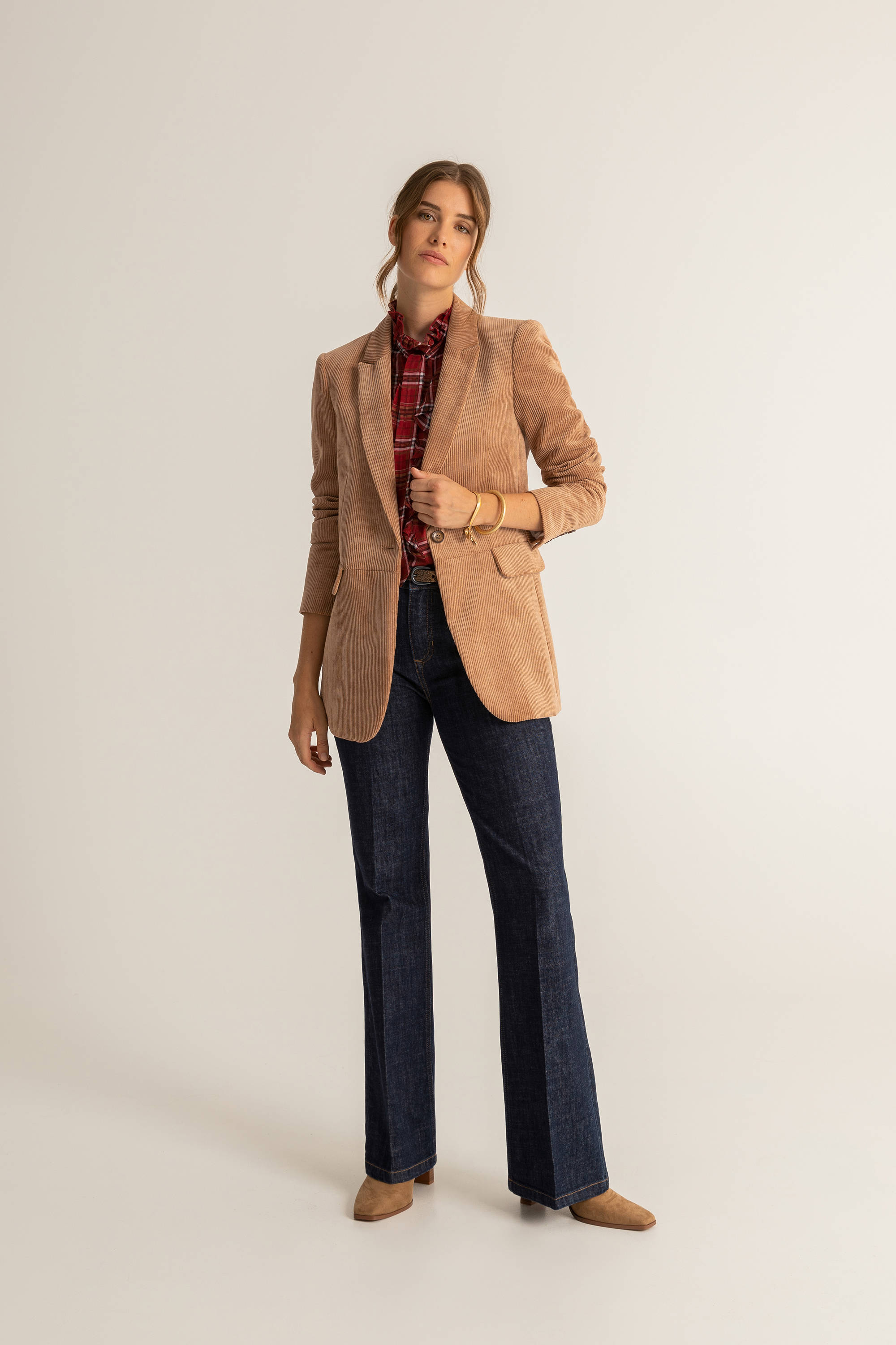 Expresso corduroy blazer lichtbruin 