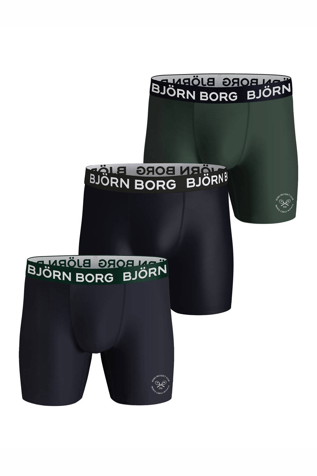 Björn Borg microfiber boxershort (set van 3), Donkerblauw/donkergroen/zwart