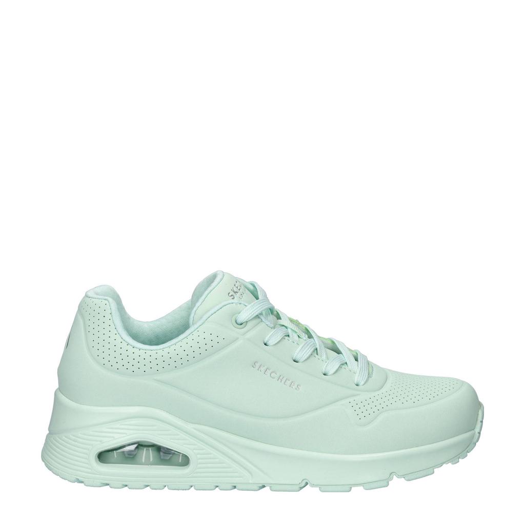 Mintgroene dames Skechers Street Uno sneakers van imitatieleer met veters