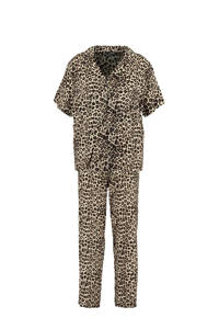 MS Mode pyjama met panterprint bruin, Bruin