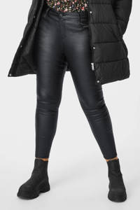 C&A XL Clockhouse cropped coated skinny fit jeans zwart, Zwart