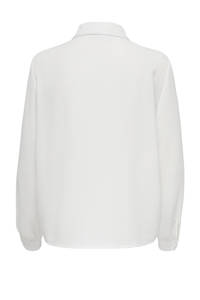 Ecru dames JDY blouse van polyester met lange mouwen, klassieke kraag, knoopsluiting en plooien