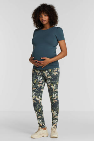 regular fit zwangerschapspantalon Leslie met all over print zwart/wit