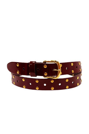 lakleren riem met studs bordeauxrood