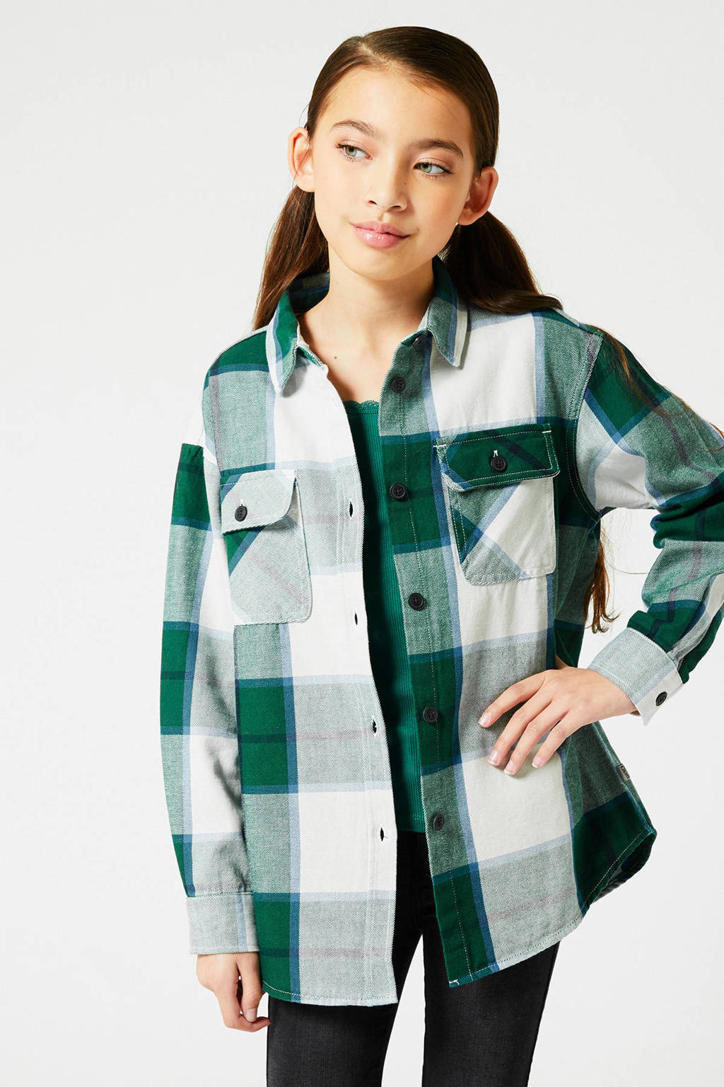Onrustig samenvoegen Kustlijn America Today geruite blouse groen/wit | wehkamp