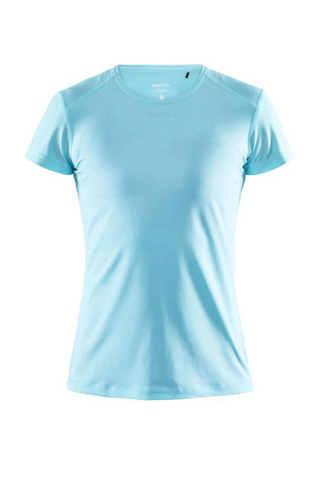 Lichtblauwe dames Craft sportshirt Essence Short Sleeve Slim Tee W van polyester met effen, korte mouwen, ronde hals en mesh