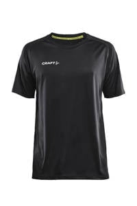 Zwarte heren Craft Senior sport T-shirt van gerecycled polyester met logo dessin, korte mouwen en ronde hals