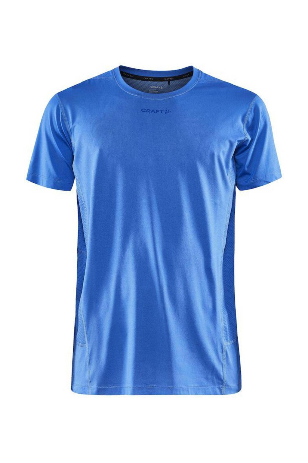 Blauwe heren Craft sport T-shirt van polyester met korte mouwen en ronde hals
