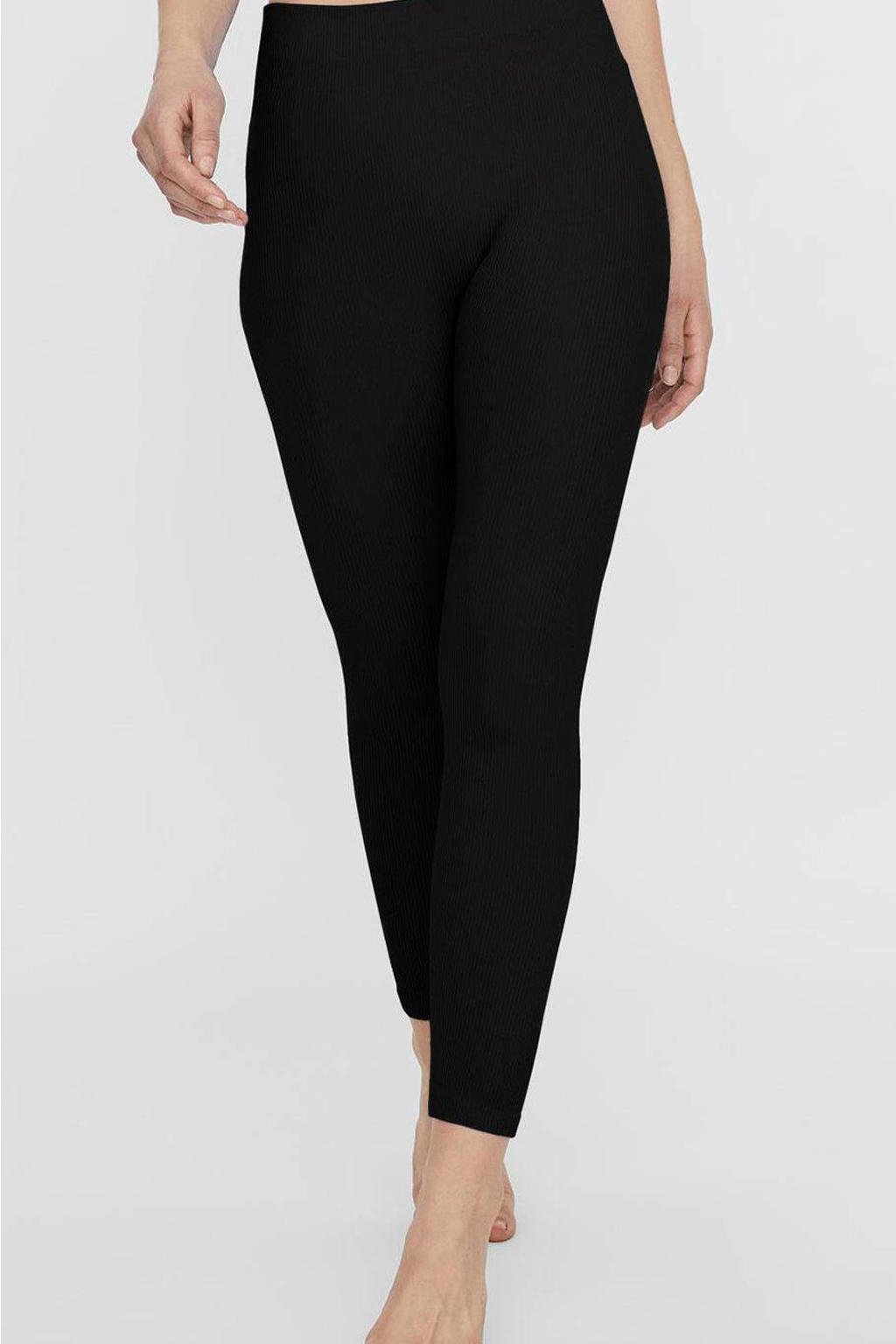 Zwarte dames VERO MODA legging van polyamide met skinny fit, high waist en elastische tailleband