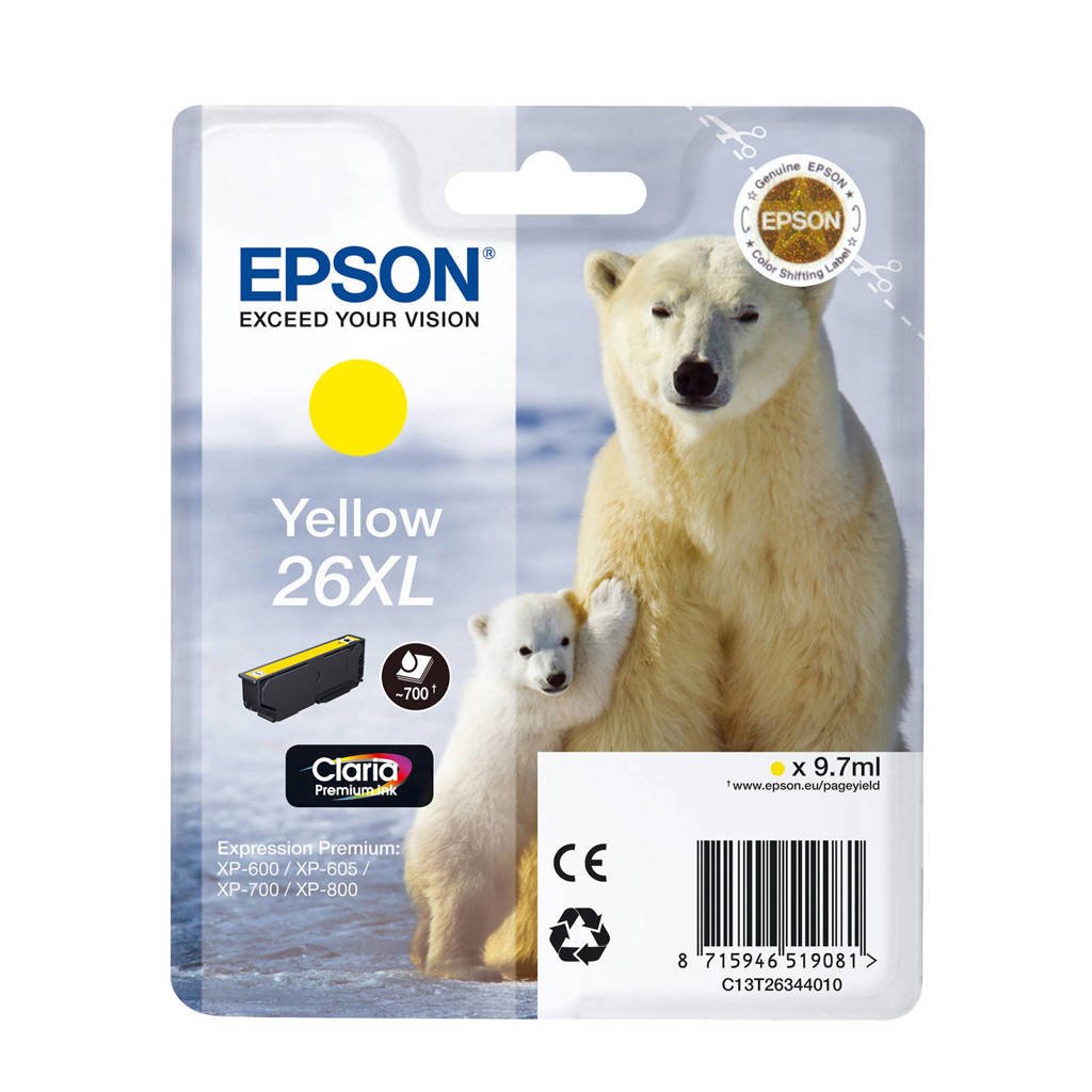 Epson 26XL inktcartridge (geel), Geel