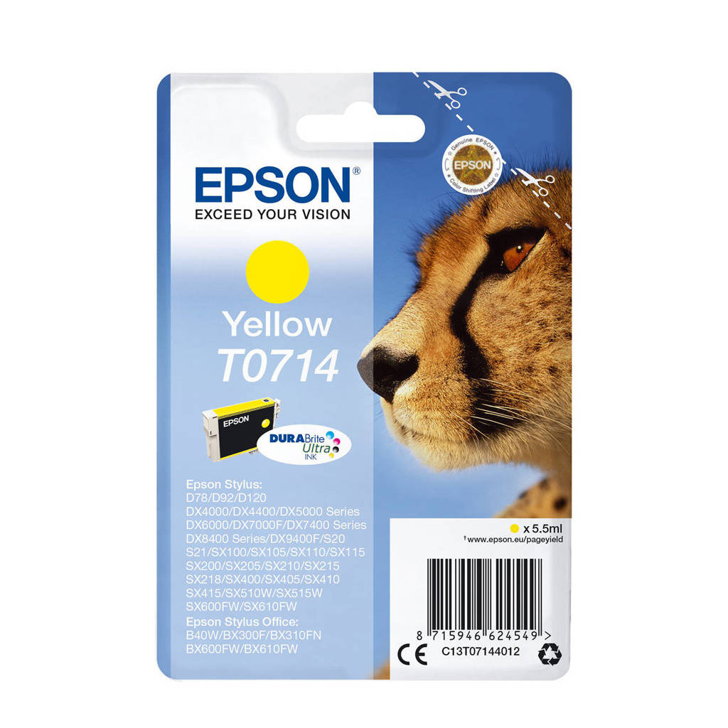 Epson T0714 inktcartridge (geel), Geel