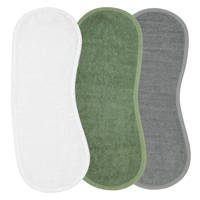 Meyco basic badstof spuugdoek schoudermodel - set van 3 wit/forest green/grijs, Wit/Forest Green/Grijs