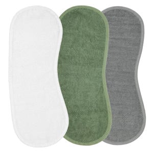 basic badstof spuugdoek schoudermodel - set van 3 wit/forest green/grijs