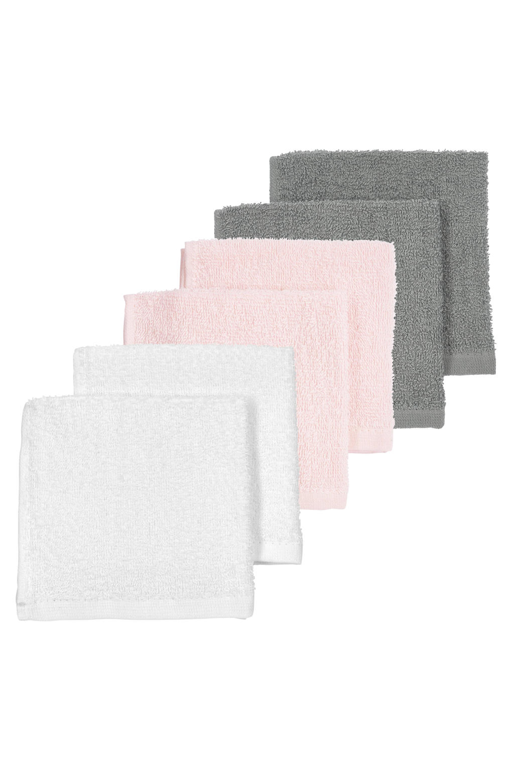 Meyco basic badstof monddoekje - set van 6 wit/lichtroze/grijs