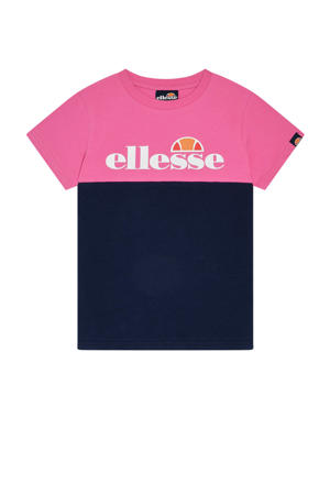 T-shirt Pier donkerblauw/roze