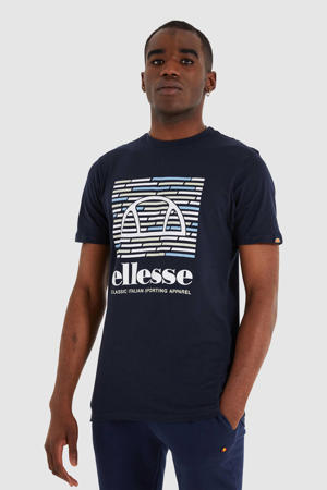 regular fit T-shirt Viero met printopdruk donkerblauw/wit